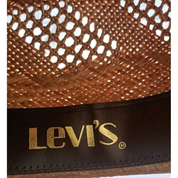 Vintage Levi's Hat Straw Cowboy 1970’s Original Feathers Sz Large Coastal Cowboy - Picture 5 of 10